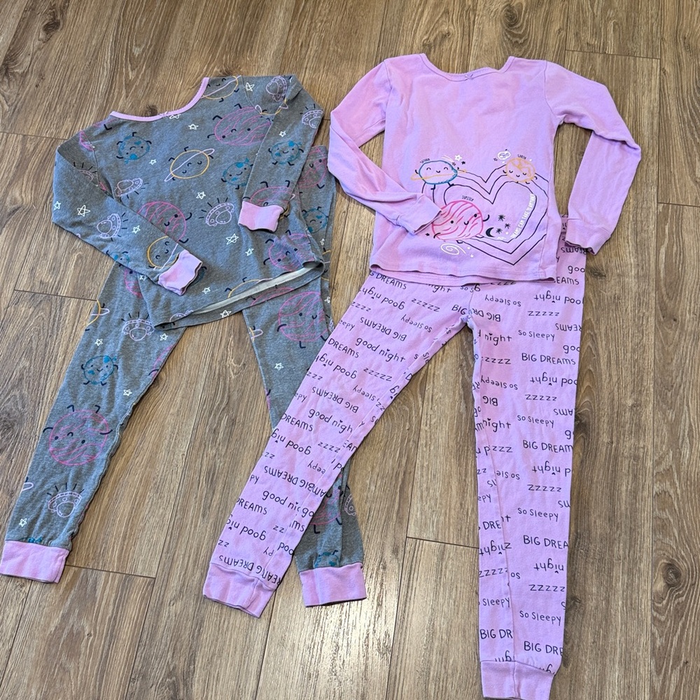Sz 10 Carter's Adorable Mix and Match 100% Cotton Girls Space Pajamas - Slim Fit